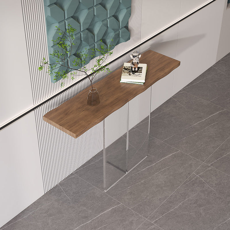 Solid Wood Console Table 31.5" Tall Rectangle End Table with Acrylic Leg