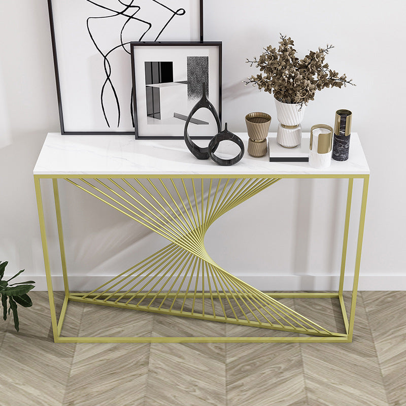 Marble Modern Console Table 11.81-inch Wide Rectangle Accent Table