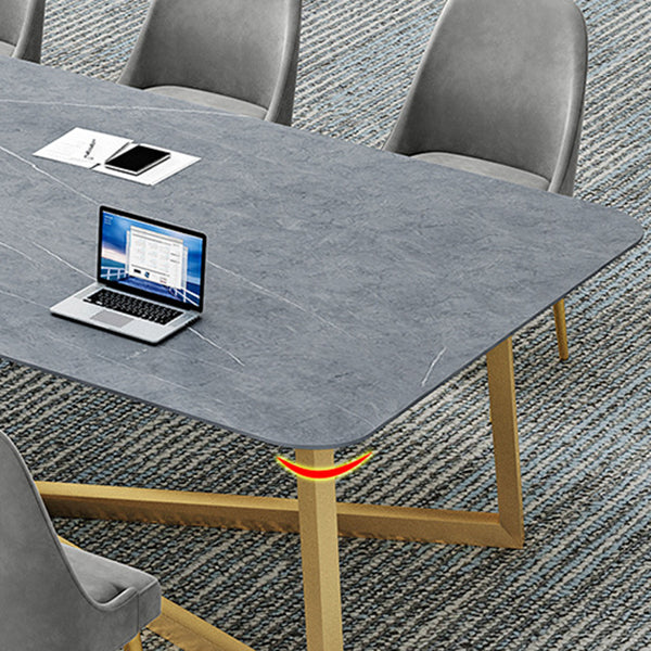 Grey and White Writing Desk Steel and Stone Office Desk for Office