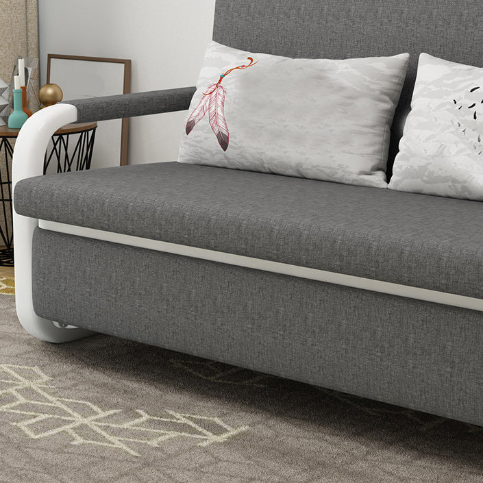 Fabric Square Arms Futon Sleeper Sofa Pillow Included Loveseat