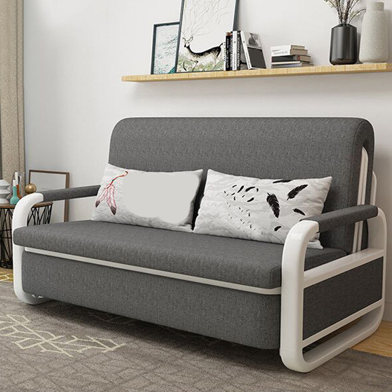 Fabric Square Arms Futon Sleeper Sofa Pillow Included Loveseat