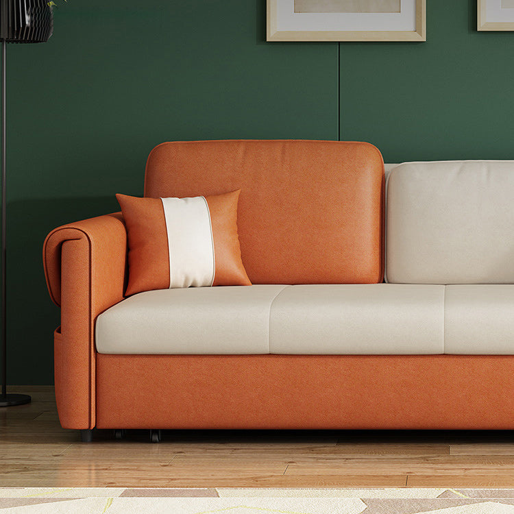 Pillow Included Sofa Futon Square Arms Foldable Cushion Back Sofa Bed with Storage