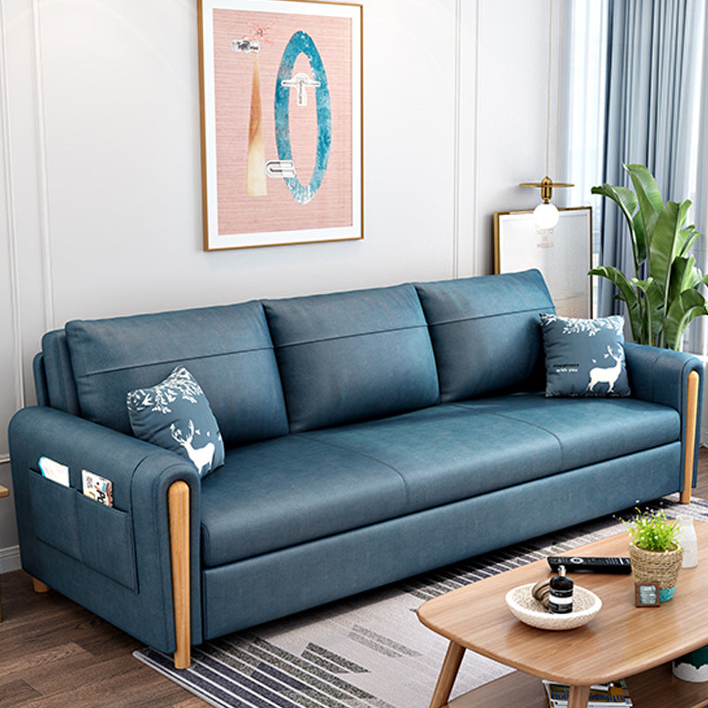 Flared Arms Futon Foldable Pillow Included Cushion Back Sleeper Sofa with Storage