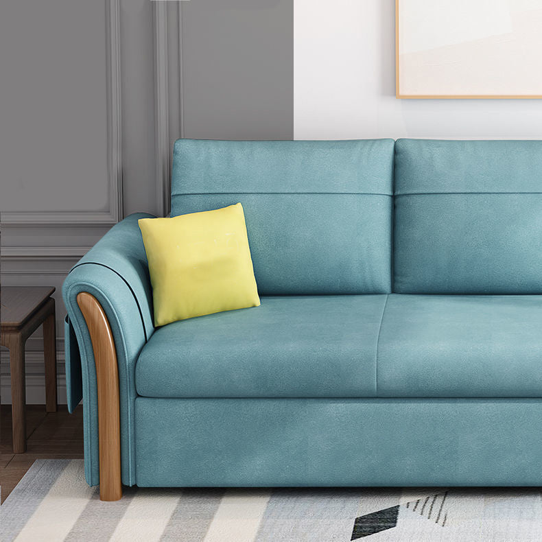 Flared Arms Futon Foldable Pillow Included Cushion Back Sleeper Sofa with Storage