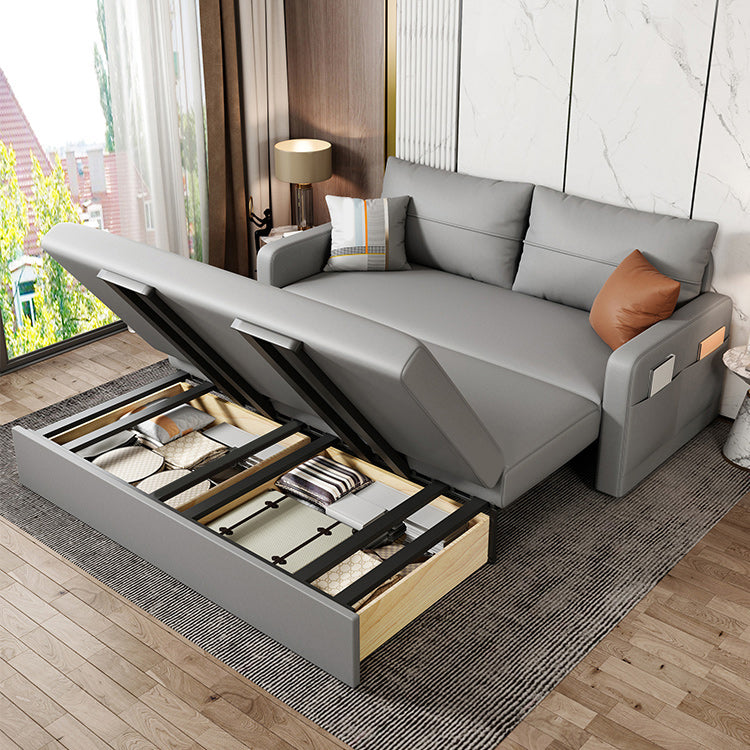 Square Arm Sofa Futon Foldable Pillow Included Futon Sofa Bed