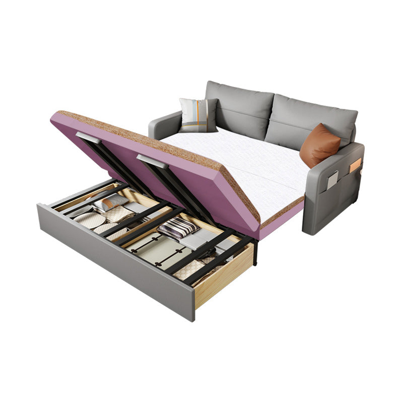 Square Arm Sofa Futon Foldable Pillow Included Futon Sofa Bed
