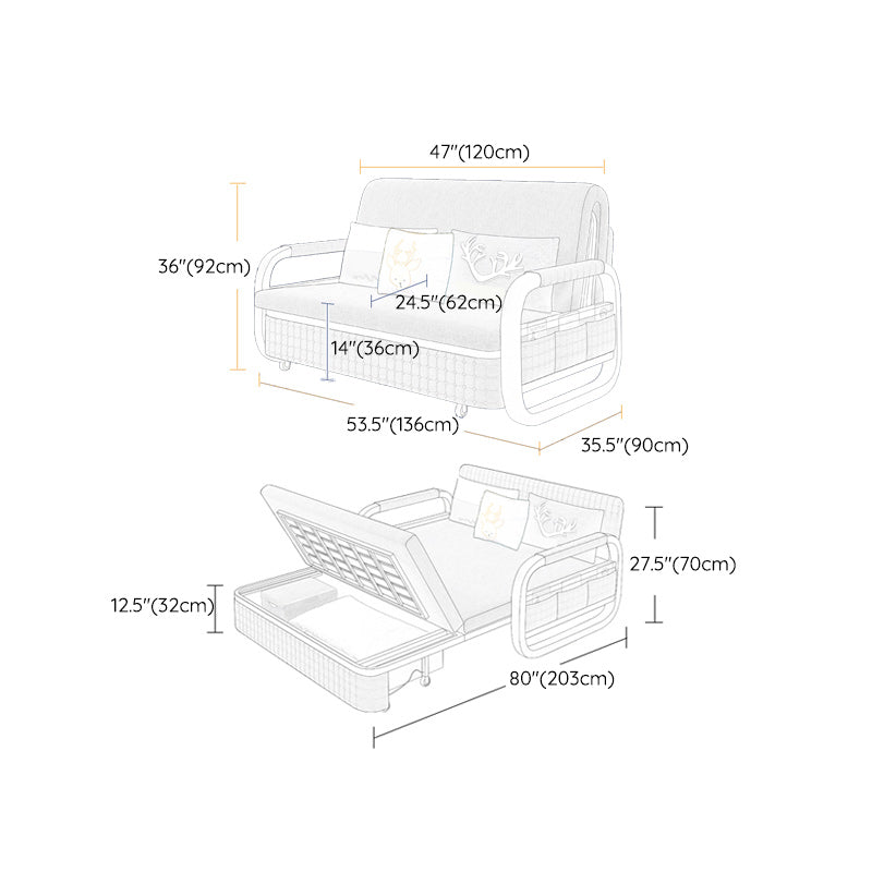 Pillow Included Sofa Futon Cushion Back Round Arms Sleeper Sofa