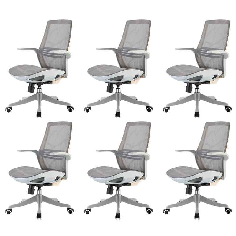 Modern Desk Chair Mesh Computer Chair in Gray Mid-Back Chair with Wheels