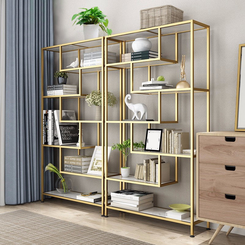 11.8" W Glam Antique Finish Shelf Bookcase Etagere Metal Bookshelf