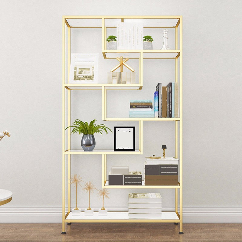 11.8" W Glam Antique Finish Shelf Bookcase Etagere Metal Bookshelf