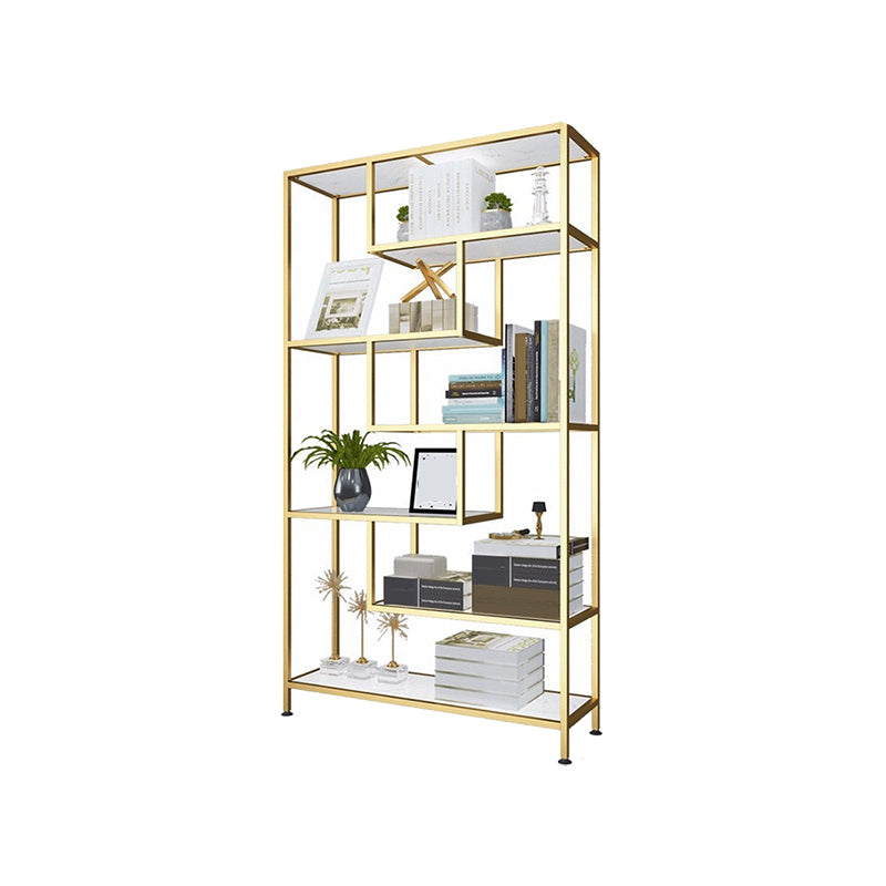 11.8" W Glam Antique Finish Shelf Bookcase Etagere Metal Bookshelf