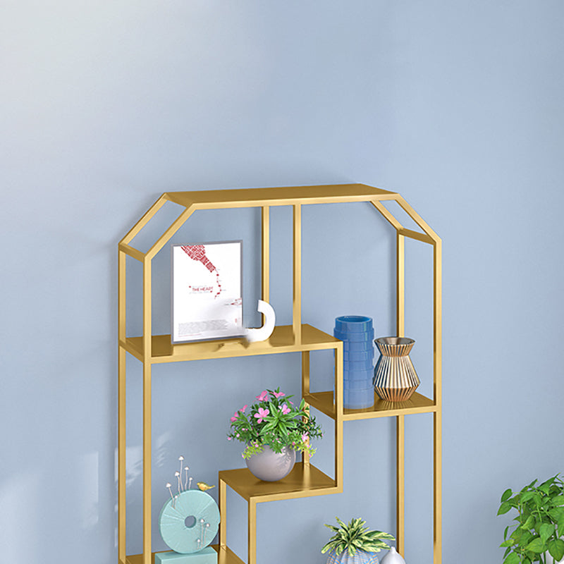 Industrial Open Back Bookshelf Etagere Metal Bookcase with Shelves