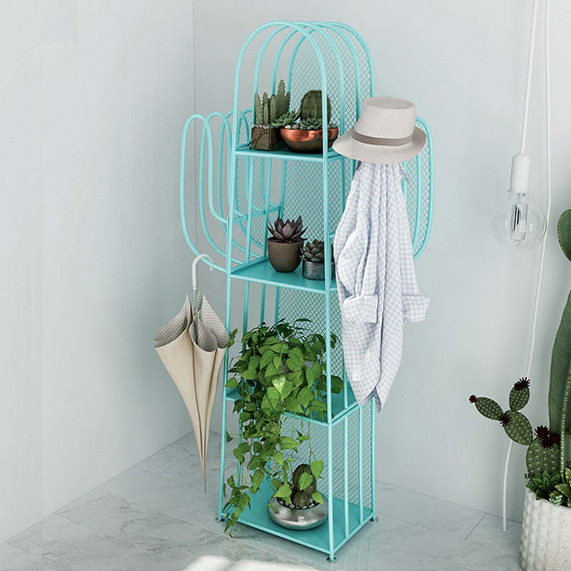 Scandinavian Geometric Bookcase Metal Closed Back Bookshelf with Shelves