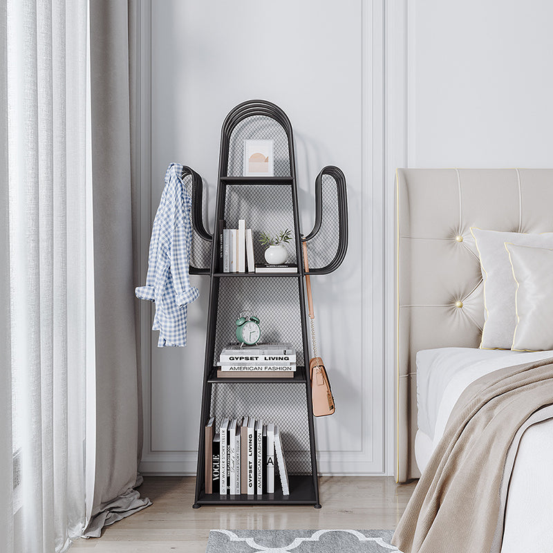 Scandinavian Geometric Bookcase Metal Closed Back Bookshelf with Shelves