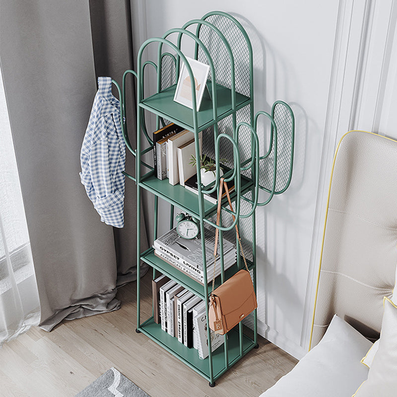 Scandinavian Geometric Bookcase Metal Closed Back Bookshelf with Shelves