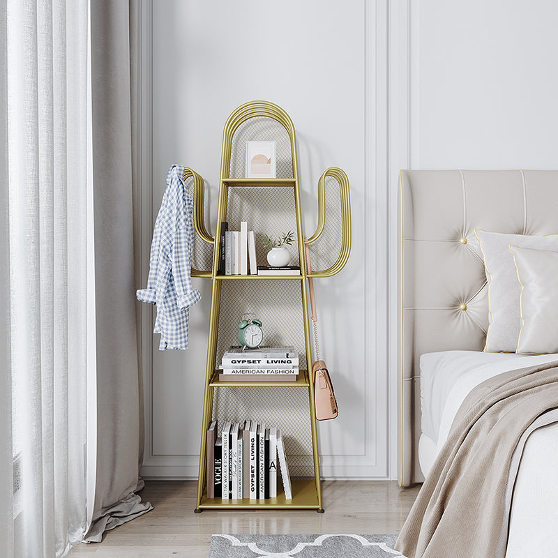 Scandinavian Geometric Bookcase Metal Closed Back Bookshelf with Shelves