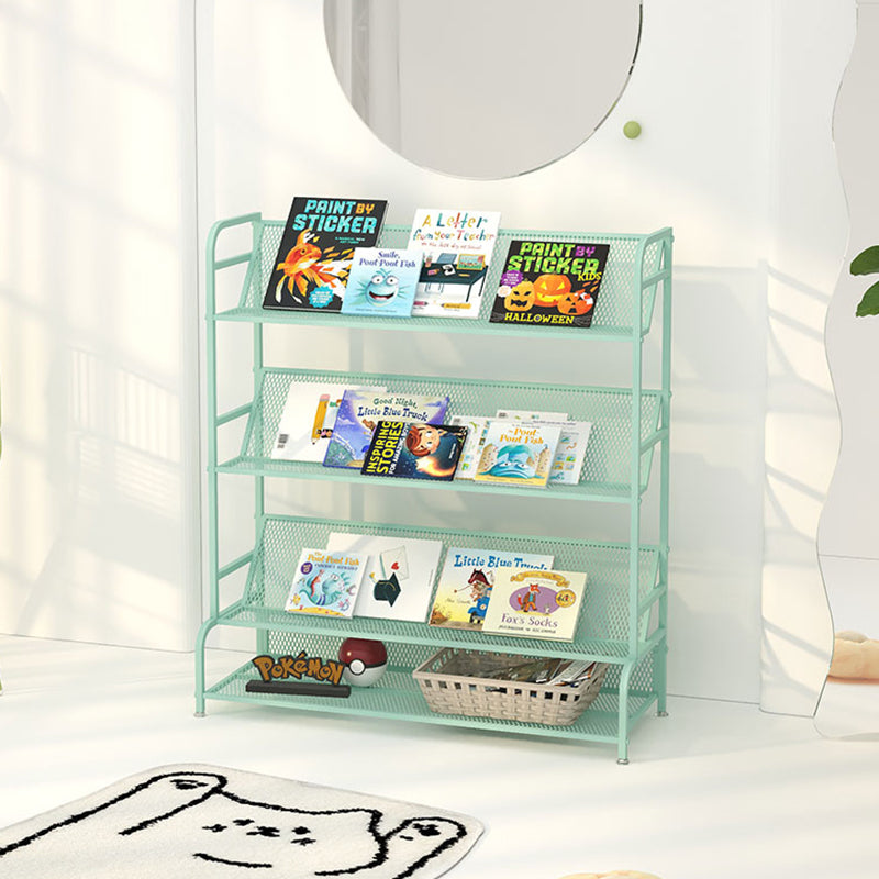 Scandinavian 4 Shelves Bookshelf Standard Metal Open Back Bookcase