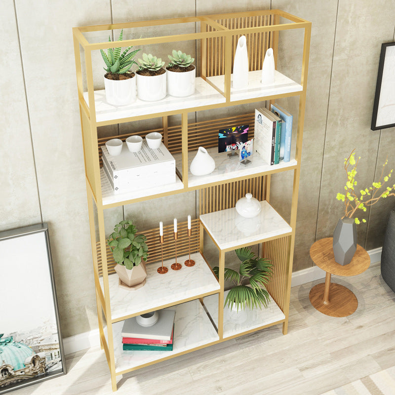 11.81" W Glam Antique Finish Shelf Bookcase Etagere Metal Bookshelf