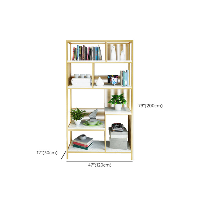 11.81" W Glam Antique Finish Shelf Bookcase Etagere Metal Bookshelf