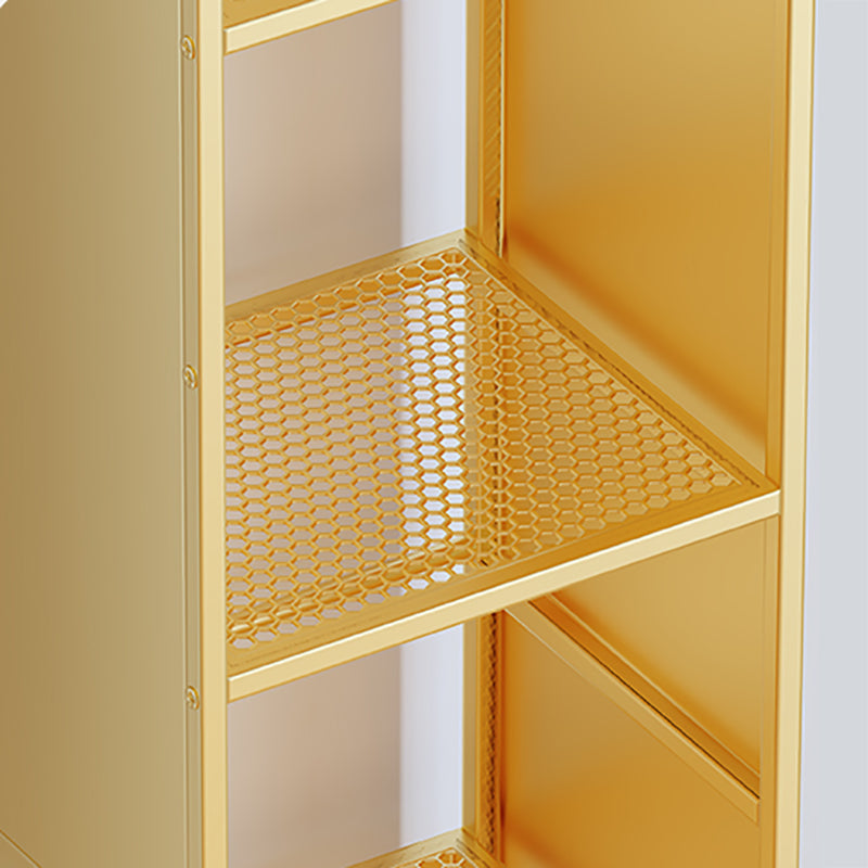 9" W Glam Antique Finish Shelf Bookcase Standard Metal Bookshelf