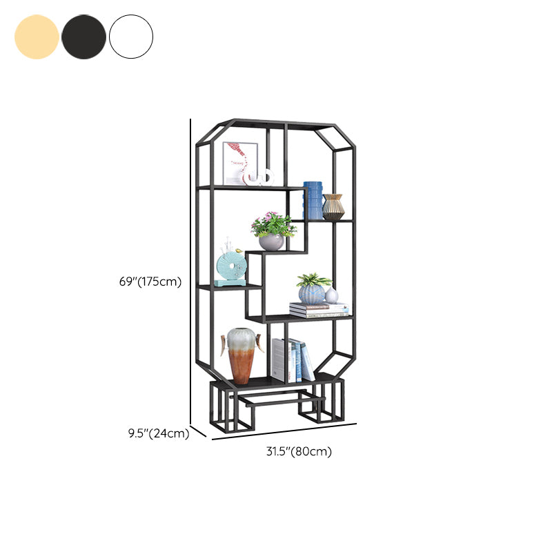 Industrial Open Back Bookshelf Etagere Metal Bookcase with Shelves