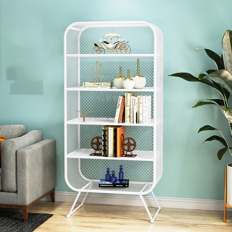 Glam Antique Finish Shelf Bookcase Standard Metal Bookshelf with Shelves