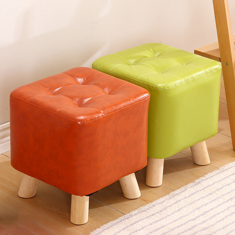 Water Resistant Pouf Tufted Whole Colored Square Faux Leather Pouf Stool