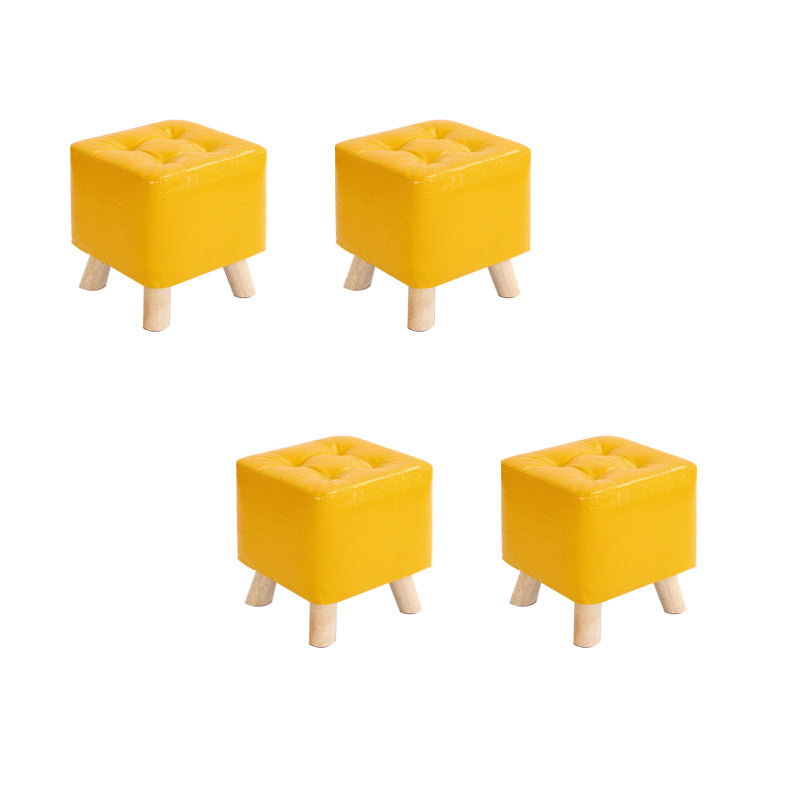 Water Resistant Pouf Tufted Whole Colored Square Faux Leather Pouf Stool