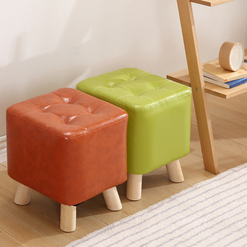 Water Resistant Pouf Tufted Whole Colored Square Faux Leather Pouf Stool