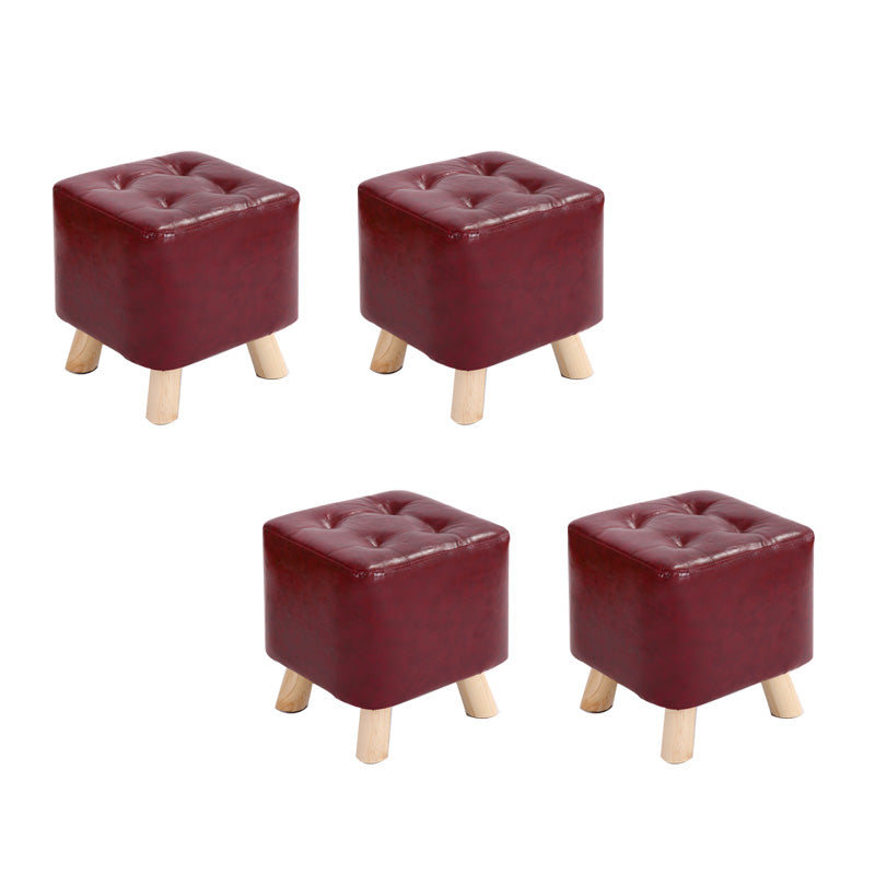 Water Resistant Pouf Tufted Whole Colored Square Faux Leather Pouf Stool