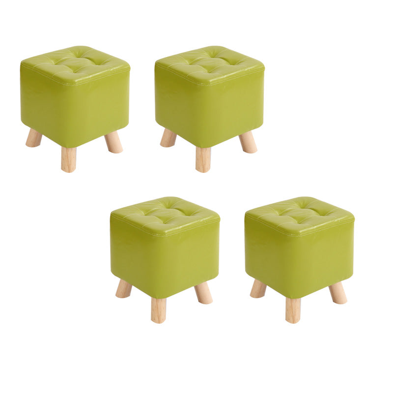 Water Resistant Pouf Tufted Whole Colored Square Faux Leather Pouf Stool