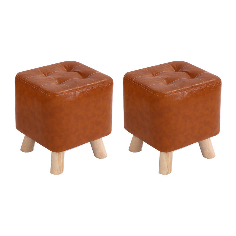 Water Resistant Pouf Tufted Whole Colored Square Faux Leather Pouf Stool