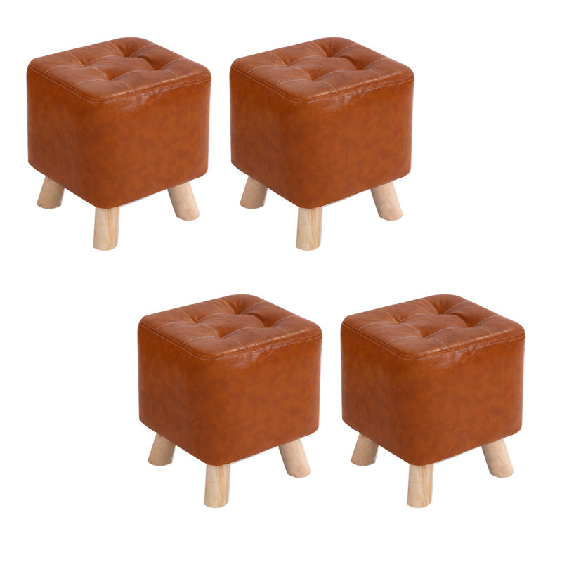 Water Resistant Pouf Tufted Whole Colored Square Faux Leather Pouf Stool