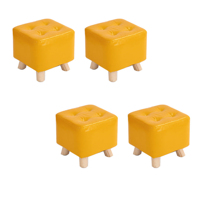 Water Resistant Pouf Tufted Whole Colored Square Faux Leather Pouf Stool