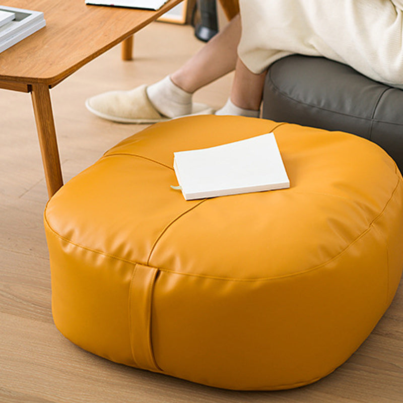 Modern Pouf Ottoman Faux Leather Upholstered Solid Color Square Ottoman
