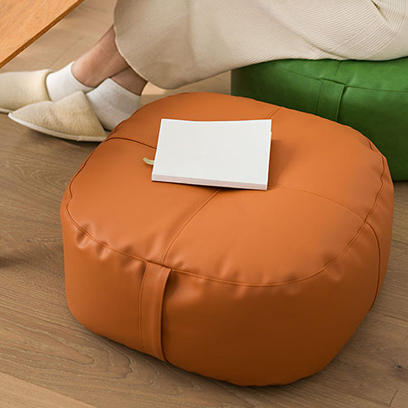 Modern Pouf Ottoman Faux Leather Upholstered Solid Color Square Ottoman