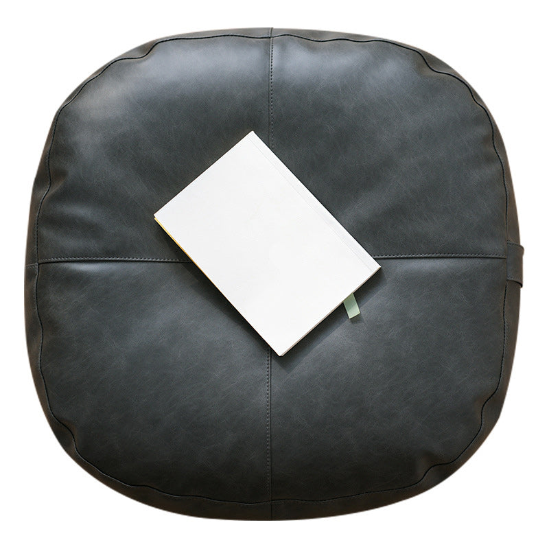 Modern Pouf Ottoman Faux Leather Upholstered Solid Color Square Ottoman