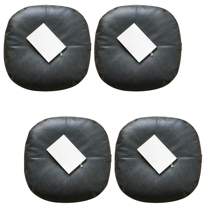Modern Pouf Ottoman Faux Leather Upholstered Solid Color Square Ottoman