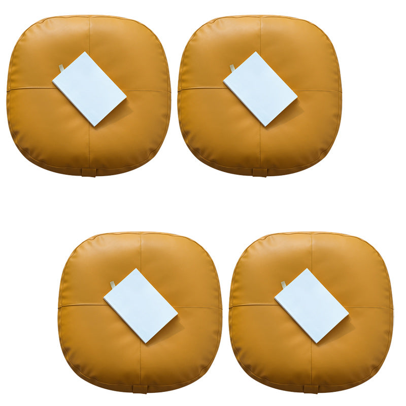 Modern Pouf Ottoman Faux Leather Upholstered Solid Color Square Ottoman