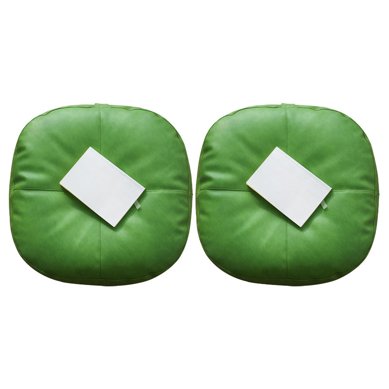 Modern Pouf Ottoman Faux Leather Upholstered Solid Color Square Ottoman