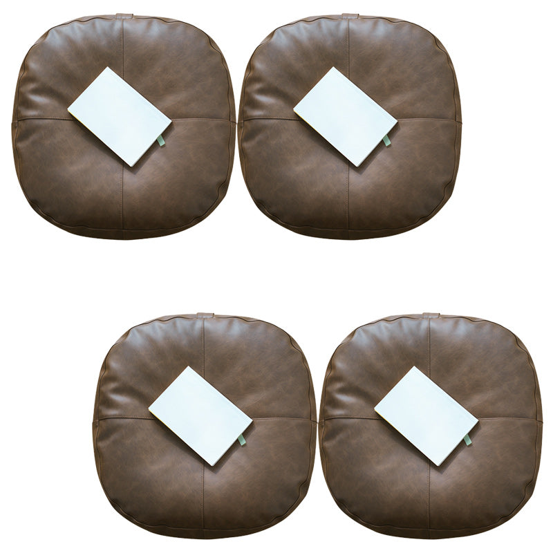 Modern Pouf Ottoman Faux Leather Upholstered Solid Color Square Ottoman