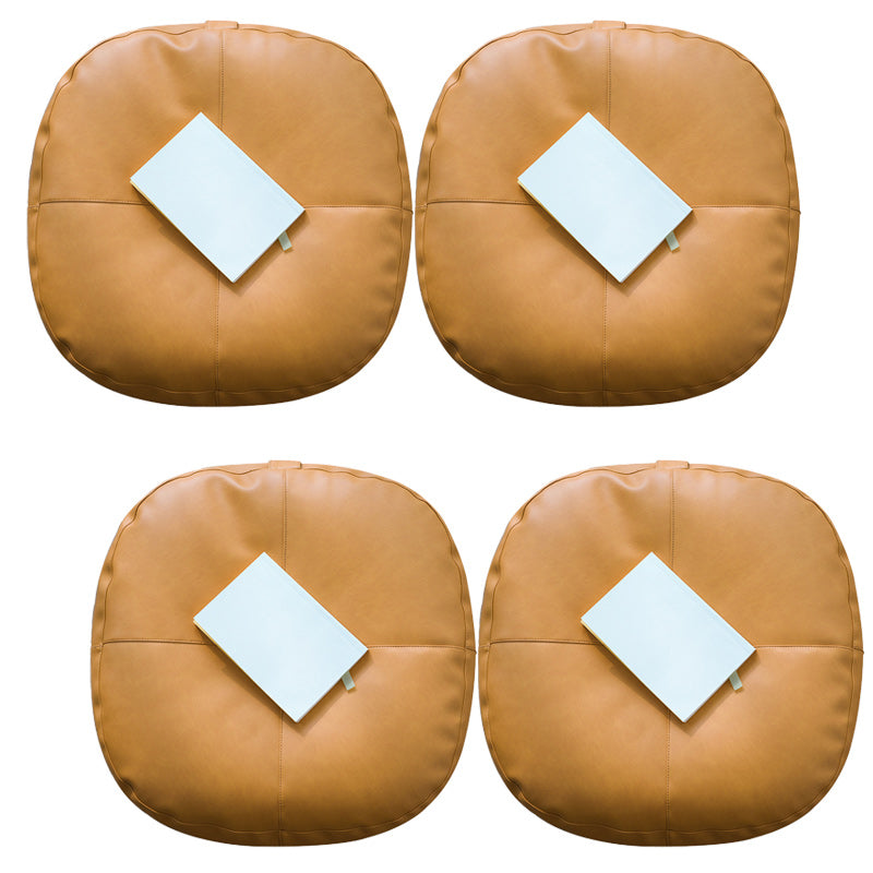 Modern Pouf Ottoman Faux Leather Upholstered Solid Color Square Ottoman