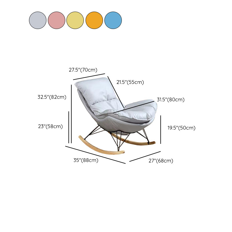 Modern Plain Rocking Accent Chair Faux Leather Dark Legs Rocker Chair with Ottoman