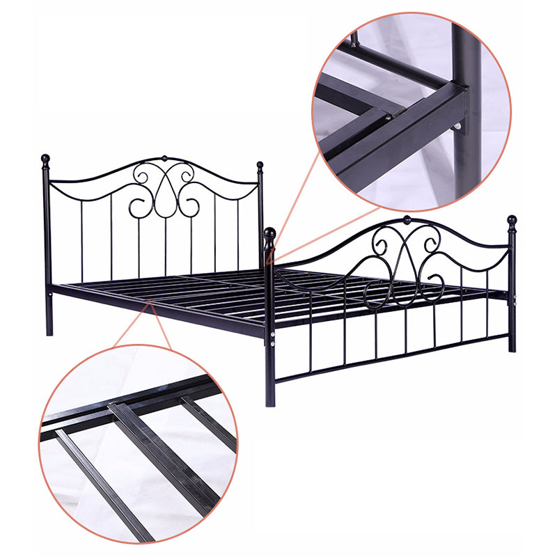 Metal Bed with Headboard Modern High Open-Frame Standard Bed