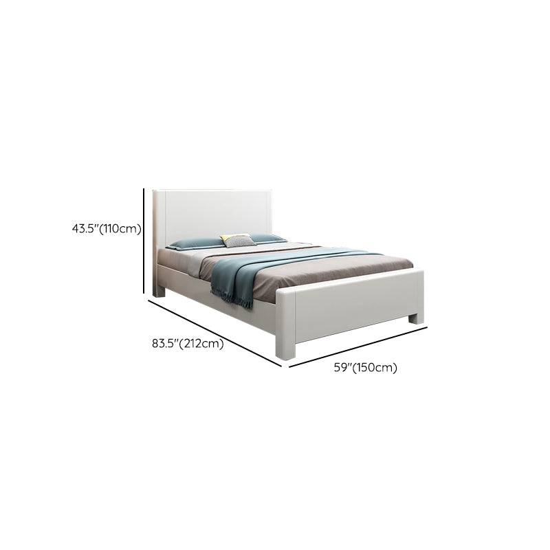 Solid Wood Low Platform Bed Panel Headboard Standard Bed with Storage