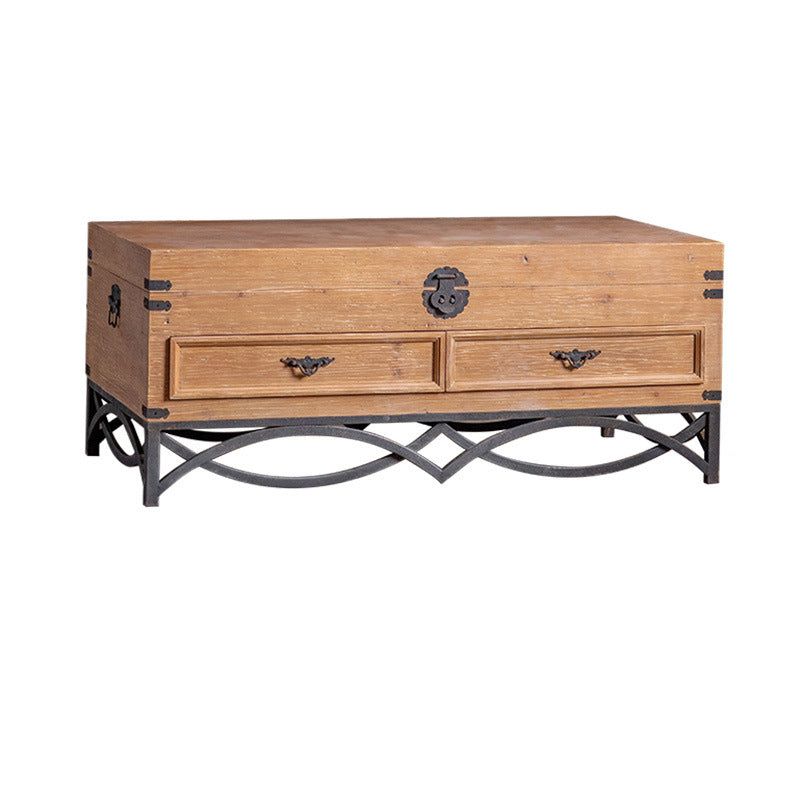 Brown Accent Cabinet Wood and Metal Chest with Storage Drawers