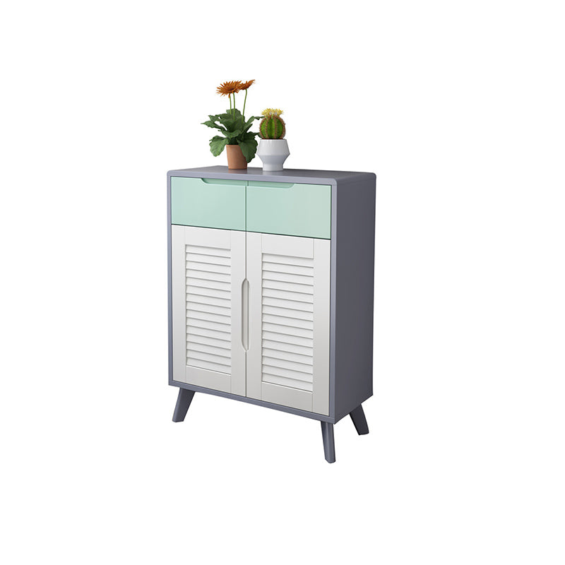 39.37" Tall Gold/Gray Accent Cabinet Rubberwood Cabinet with Drawers