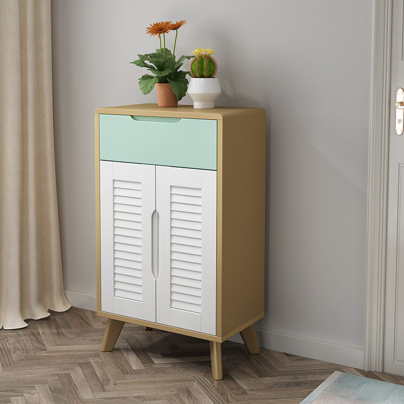 39.37" Tall Gold/Gray Accent Cabinet Rubberwood Cabinet with Drawers