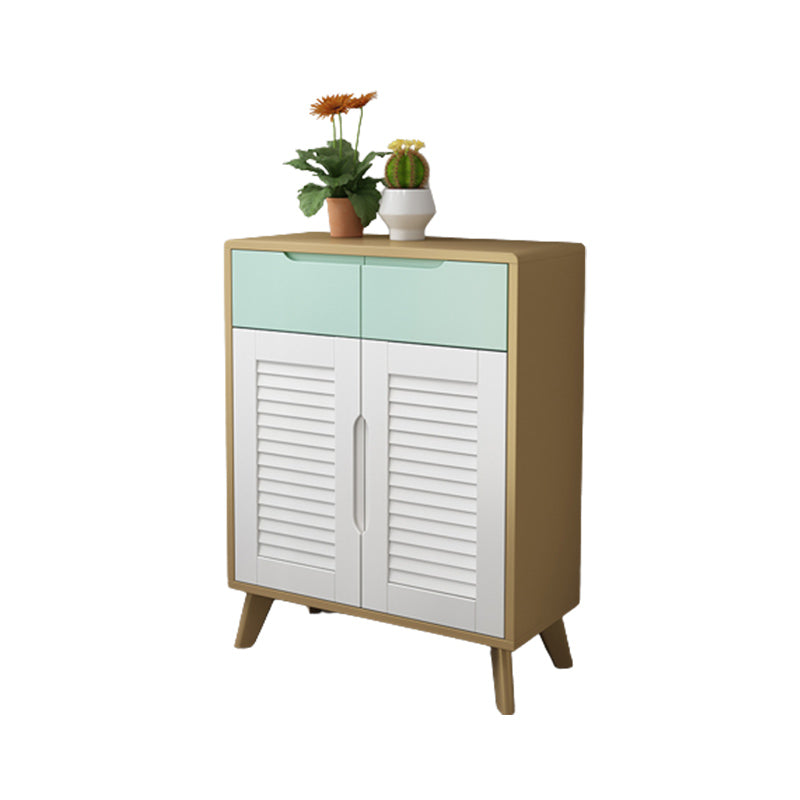 39.37" Tall Gold/Gray Accent Cabinet Rubberwood Cabinet with Drawers
