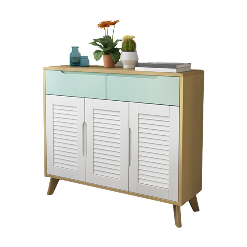 39.37" Tall Gold/Gray Accent Cabinet Rubberwood Cabinet with Drawers